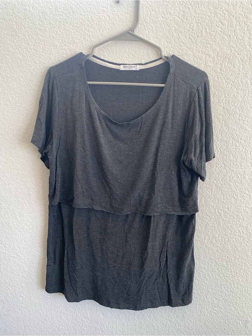 Charcoal Gray Layered Nursing Tee
